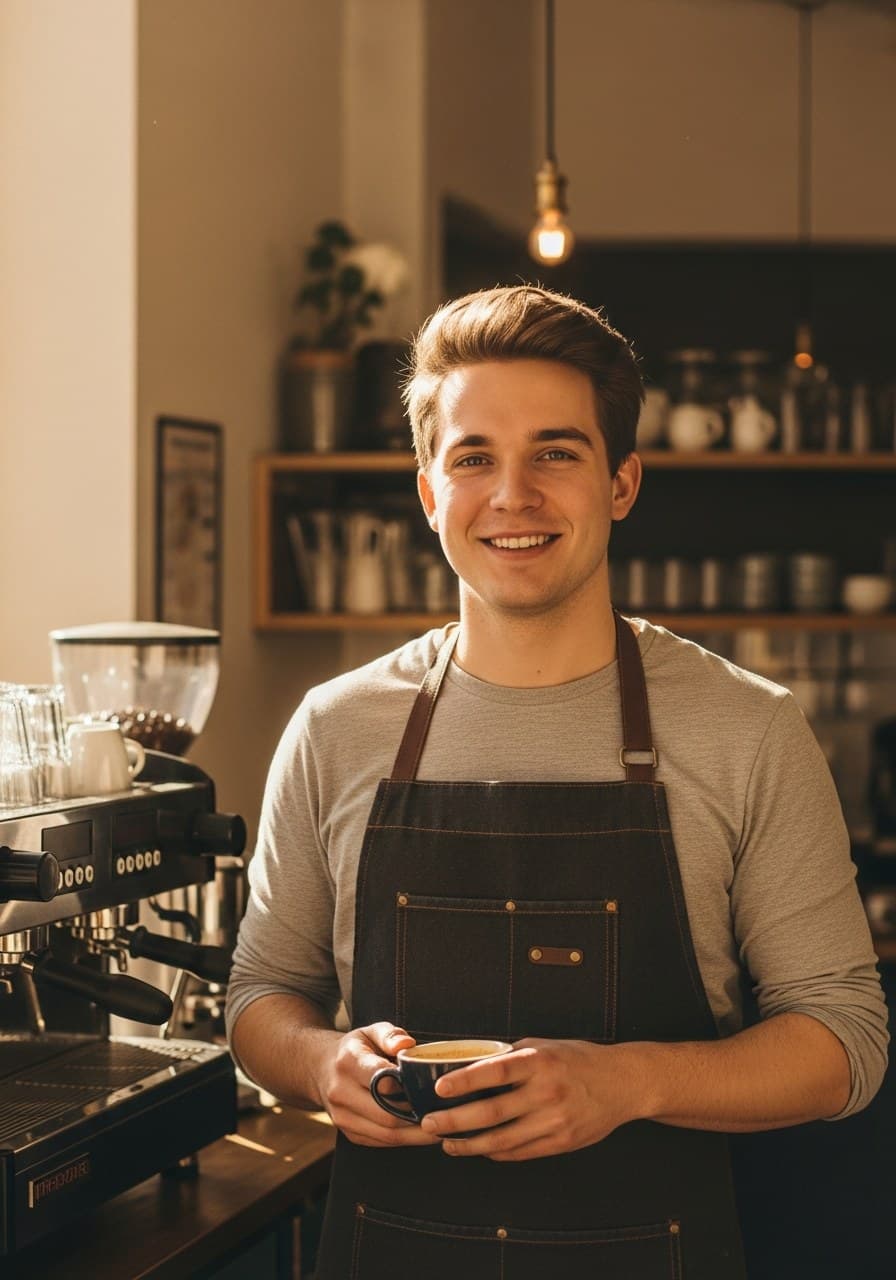 Barista în cafenea
